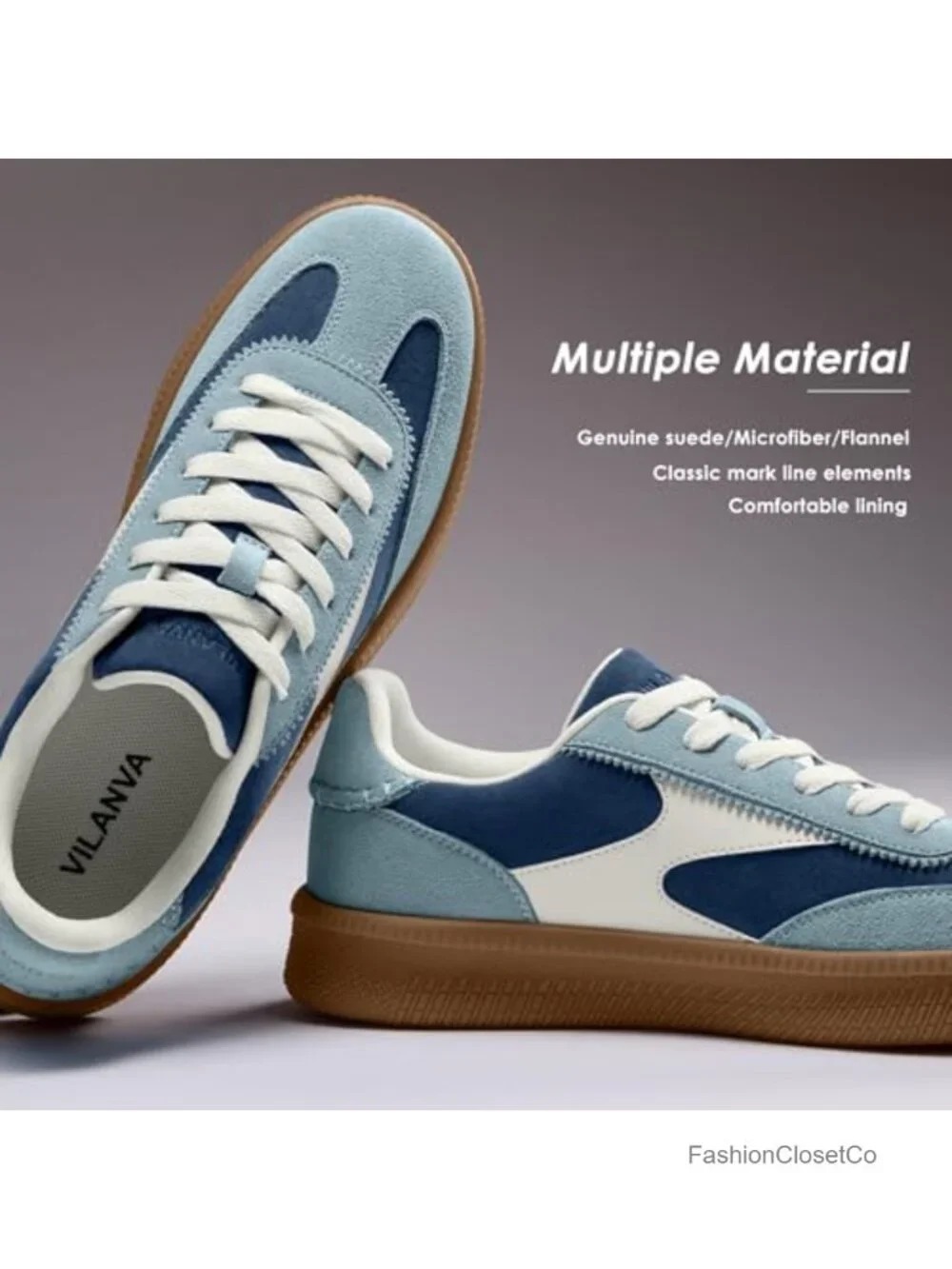 Women's Fashion Sneakers Casual Tennis Shoes with Genuine Suede Retro Gum Sole
